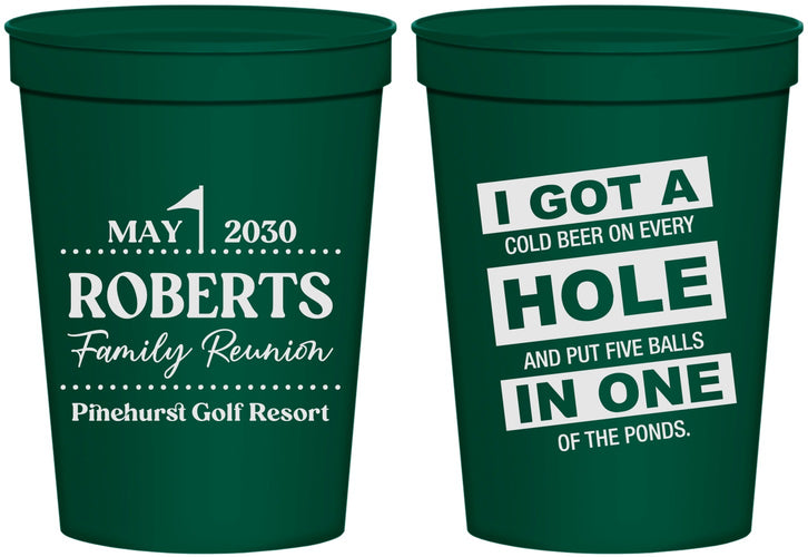 Personalized Family Reunion 16 oz Stadium Cups - Golf | 160049