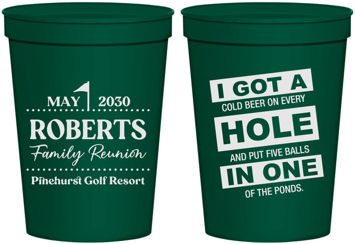 Personalized Family Reunion 16 oz Stadium Cups - Golf | 160049
