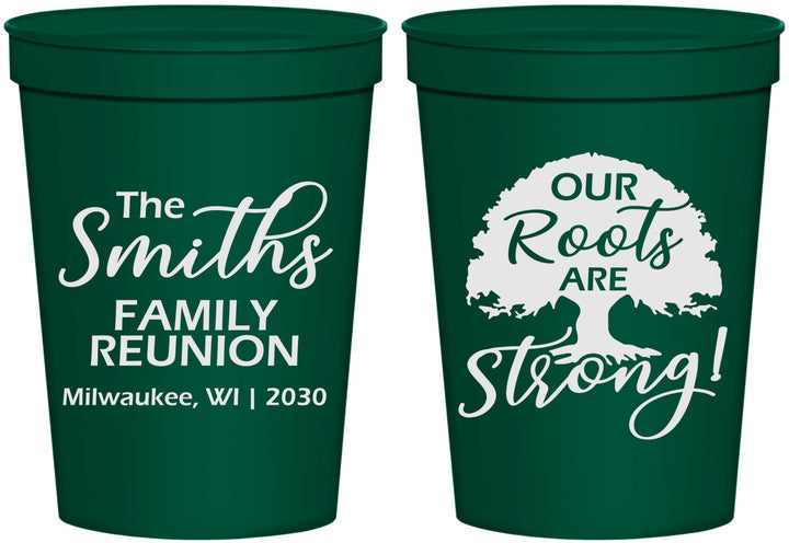 Personalized Family Reunion 16 oz Stadium Cups - Our Roots Are Strong | 160051