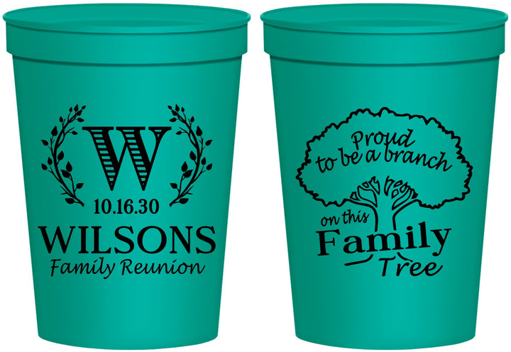 Personalized Family Reunion 16 oz Stadium Cups - Monogram Tree | 160056
