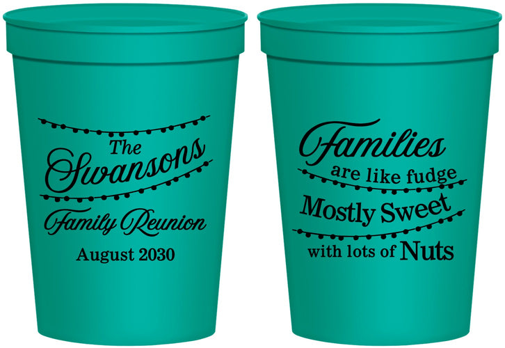 Personalized Family Reunion 16 oz Stadium Cups - String Lights | 160059