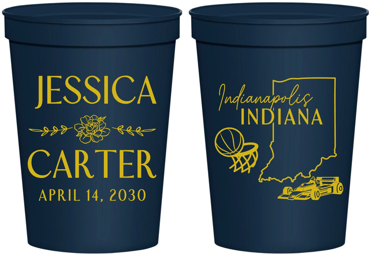 Personalized Wedding 16 oz Stadium Cups - Indiana | 163