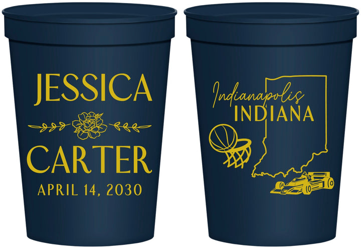 Personalized Wedding 16 oz Stadium Cups - Indiana | 163