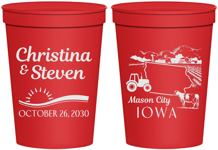 Personalized Wedding 16 oz Stadium Cups - Iowa | 164