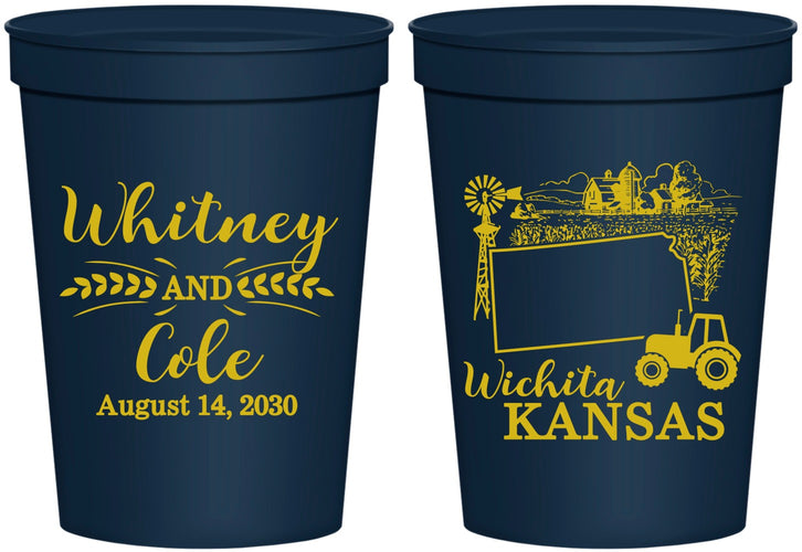 Personalized Wedding 16 oz Stadium Cups - Kansas | 165
