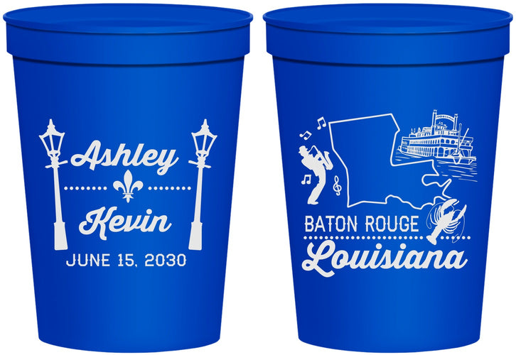 Personalized Wedding 16 oz Stadium Cups - Louisiana | 167