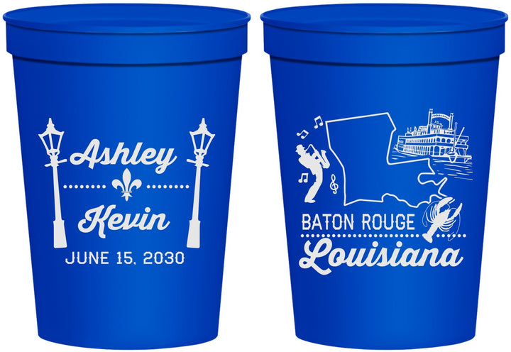 Personalized Wedding 16 oz Stadium Cups - Louisiana | 167