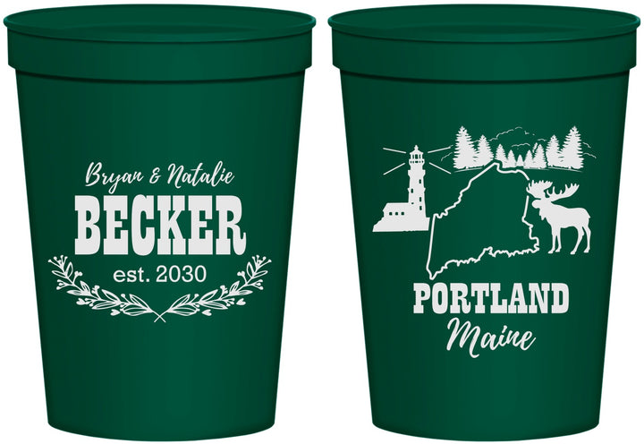 Personalized Wedding 16 oz Stadium Cups - Maine | 168