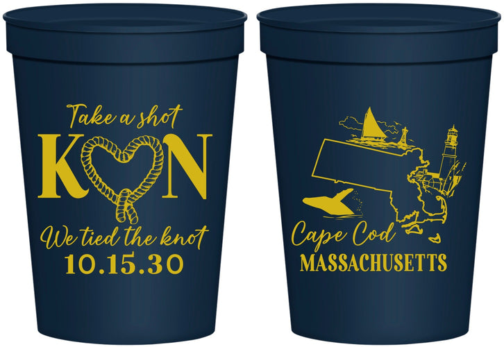 Personalized Wedding 16 oz Stadium Cups - Massachusetts | 170