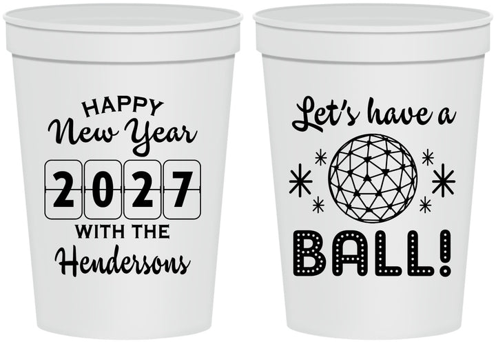 Personalized New Years 16 oz Stadium Cups - 2027 Lets Have A Ball | 170001