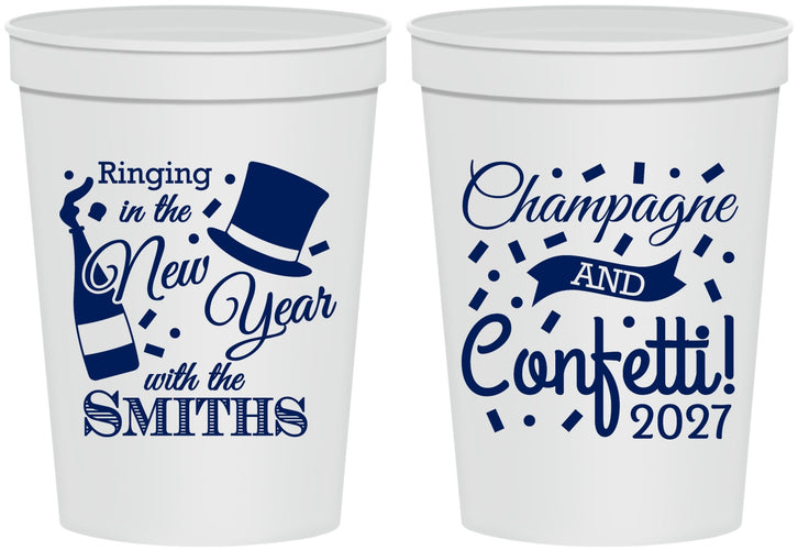 Personalized New Years 16 oz Stadium Cups - 2027 Confetti | 170003