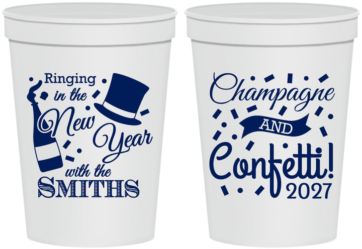 Personalized New Years 16 oz Stadium Cups - 2027 Confetti | 170003