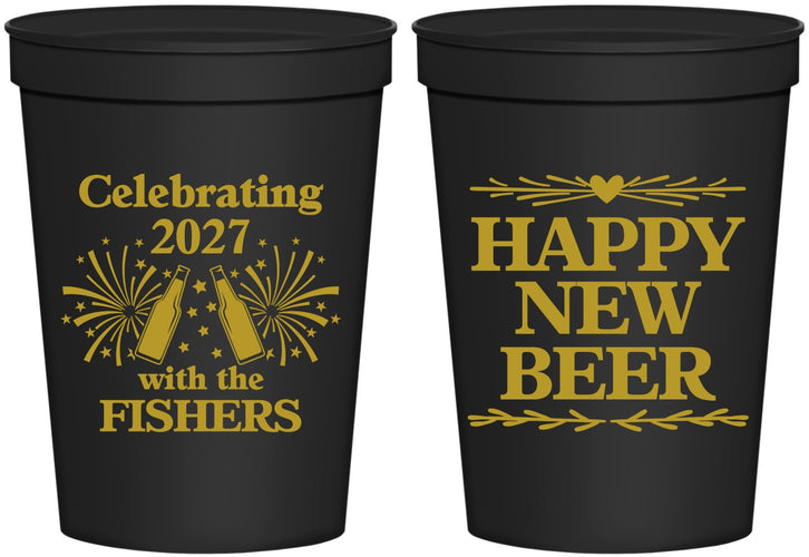 Personalized New Years 16 oz Stadium Cups - 2027 Happy New Beer | 170004
