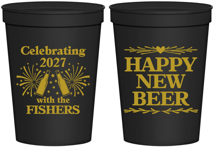 Personalized New Years 16 oz Stadium Cups - 2027 Happy New Beer | 170004