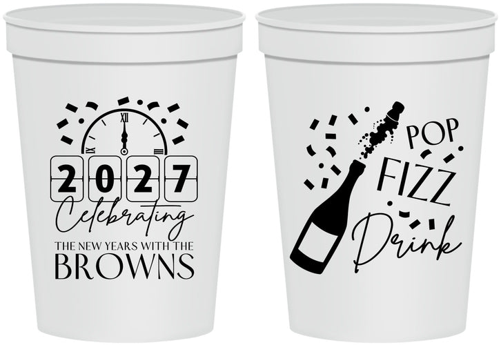 Personalized New Years 16 oz Stadium Cups - 2027 Pop Fizz Drink | 170009