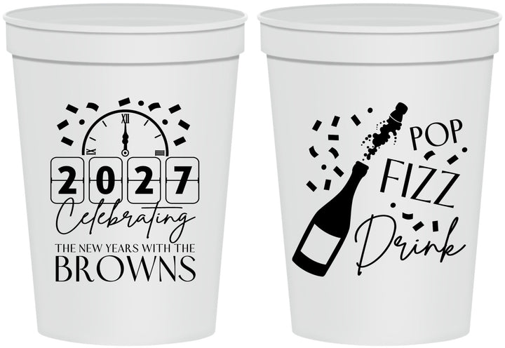 Personalized New Years 16 oz Stadium Cups - 2027 Pop Fizz Drink | 170009