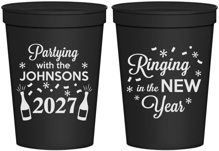 Personalized New Years 16 oz Stadium Cups - 2027 Ringing In | 170014