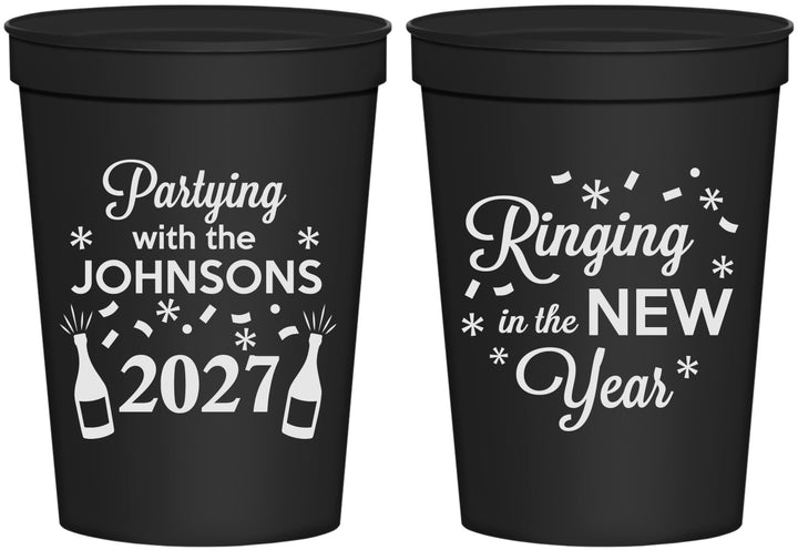 Personalized New Years 16 oz Stadium Cups - 2027 Ringing In | 170014
