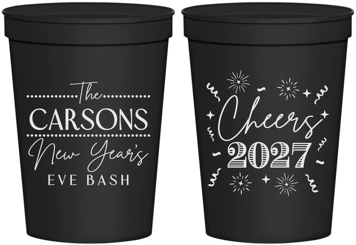 Personalized New Years 16 oz Stadium Cups - 2027 Cheers | 170018