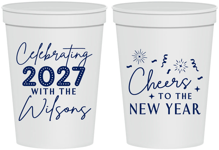 Personalized New Years 16 oz Stadium Cups - 2027 Cheers | 170019