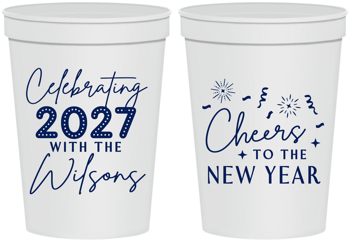 Personalized New Years 16 oz Stadium Cups - 2027 Cheers | 170019