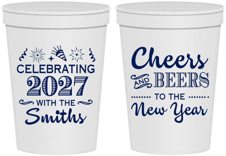 Personalized New Years 16 oz Stadium Cups - 2027 Cheers | 170023