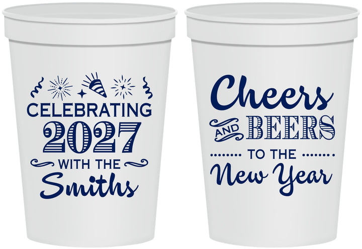 Personalized New Years 16 oz Stadium Cups - 2027 Cheers | 170023