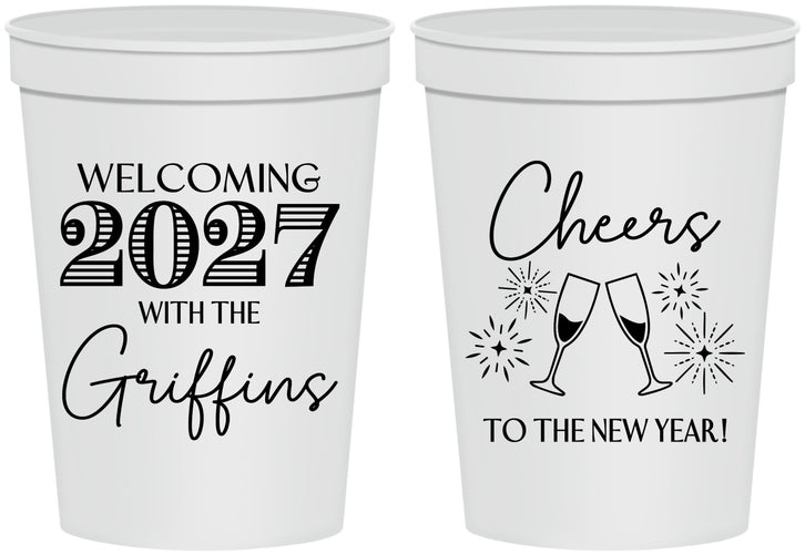Personalized New Years 16 oz Stadium Cups - 2027 Cheers | 170029