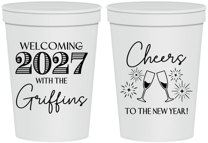 Personalized New Years 16 oz Stadium Cups - 2027 Cheers | 170029