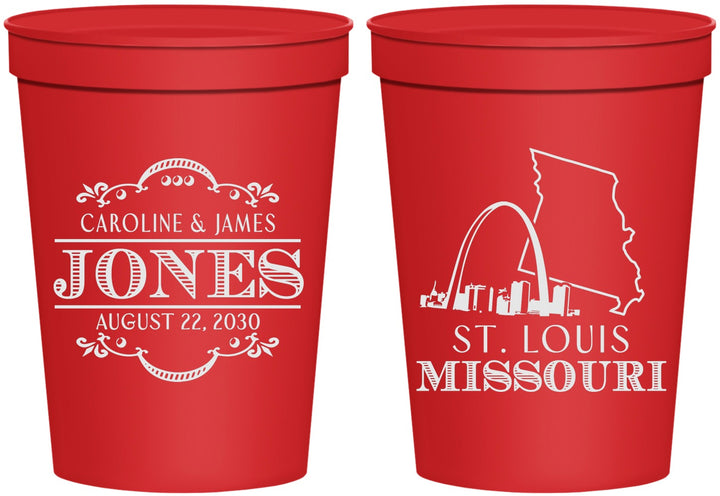Personalized Wedding 16 oz Stadium Cups - Missouri | 174