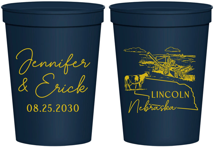 Personalized Wedding 16 oz Stadium Cups - Nebraska | 176
