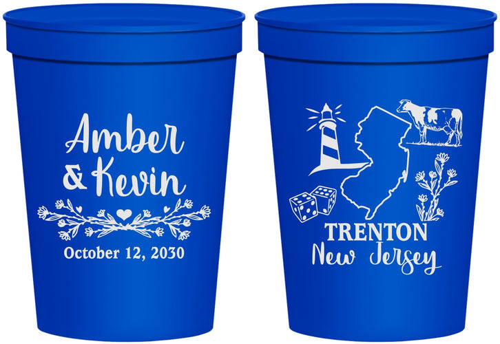 Personalized Wedding 16 oz Stadium Cups - New Jersey | 179