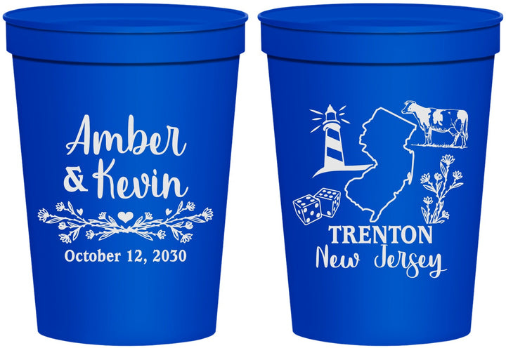 Personalized Wedding 16 oz Stadium Cups - New Jersey | 179