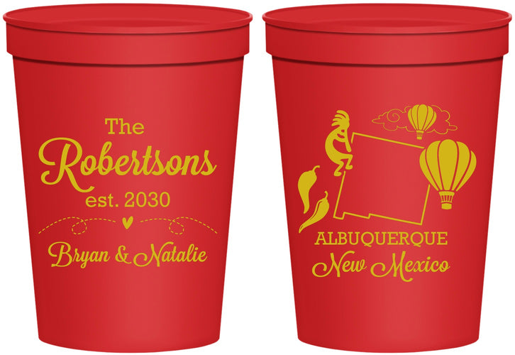 Personalized Wedding 16 oz Stadium Cups - New Mexico | 180