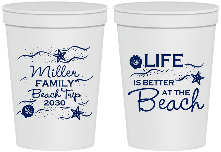 Personalized Family Vacation 16 oz Stadium Cups - Life Is Better At The Beach | 180001
