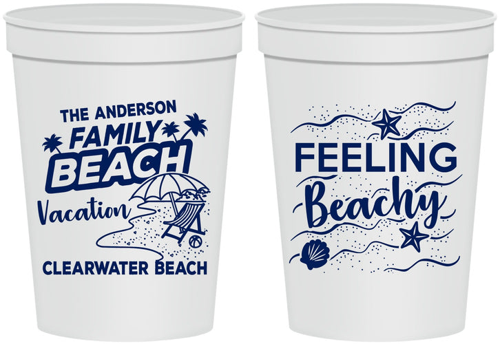 Personalized Family Vacation 16 oz Stadium Cups - Feeling Beachy | 180002