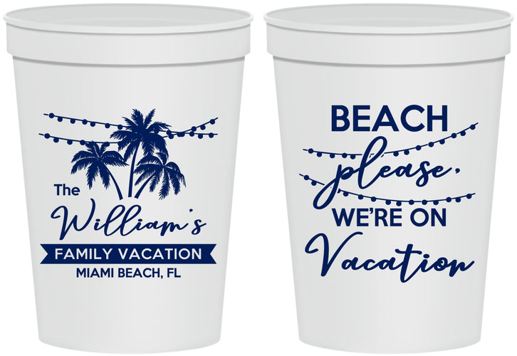 Personalized Family Vacation 16 oz Stadium Cups - Beach Please | 180004