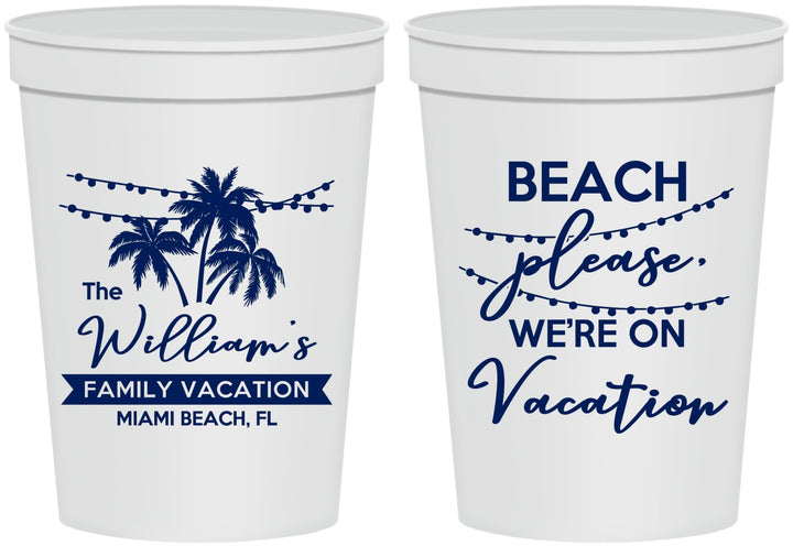 Personalized Family Vacation 16 oz Stadium Cups - Beach Please | 180004