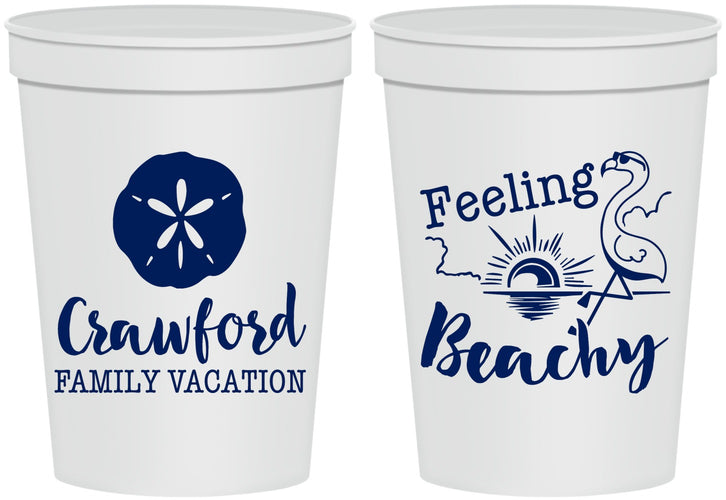 Personalized Family Vacation 16 oz Stadium Cups - Feeling Beachy | 180009