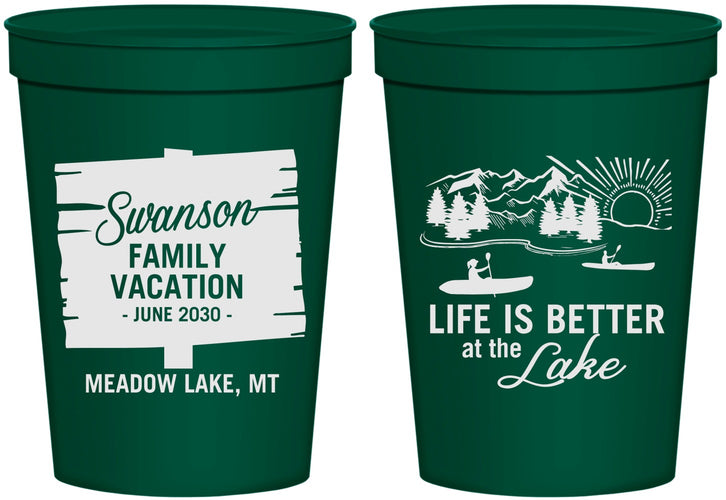 Personalized Family Vacation 16 oz Stadium Cups - Life Is Better At The Lake | 180010