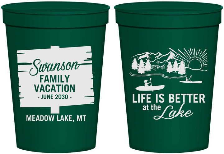 Personalized Family Vacation 16 oz Stadium Cups - Life Is Better At The Lake | 180010