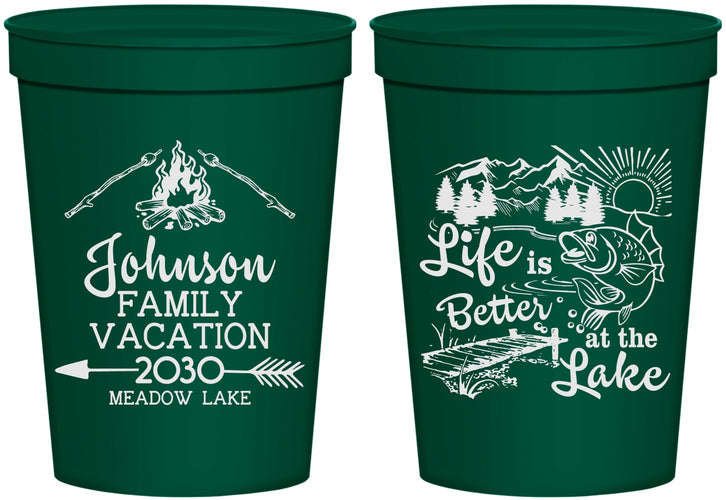 Personalized Family Vacation 16 oz Stadium Cups - Lake Camping | 180011