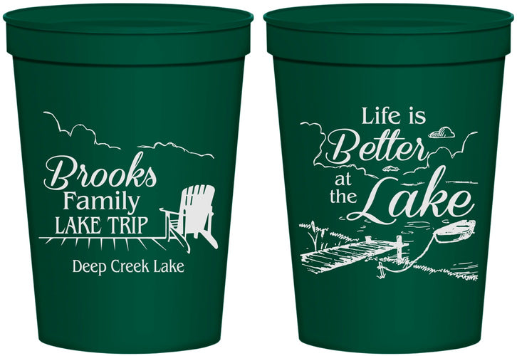 Personalized Family Vacation 16 oz Stadium Cups - Lake Camping | 180012