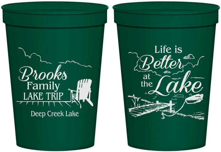 Personalized Family Vacation 16 oz Stadium Cups - Lake Camping | 180012