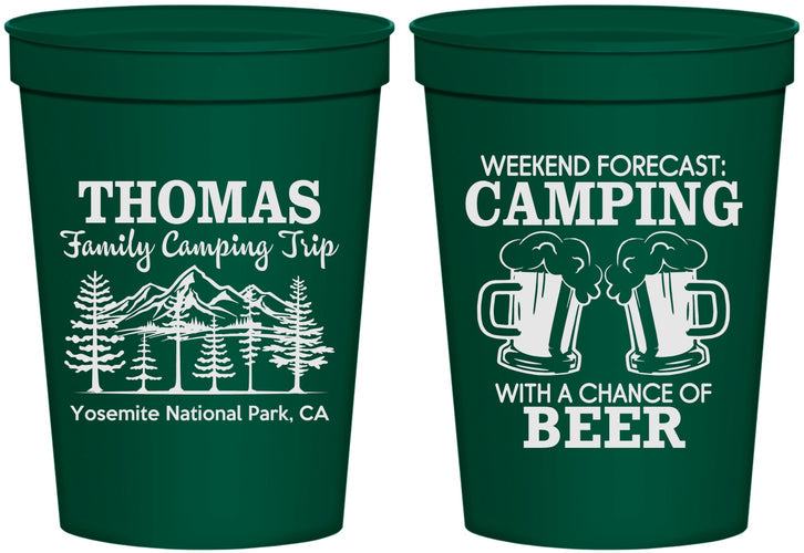 Personalized Family Vacation 16 oz Stadium Cups - Camping Park | 180013