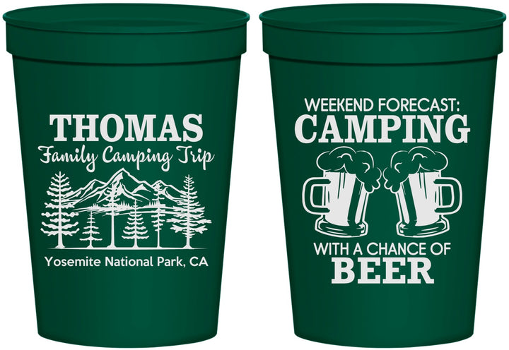 Personalized Family Vacation 16 oz Stadium Cups - Camping Park | 180013