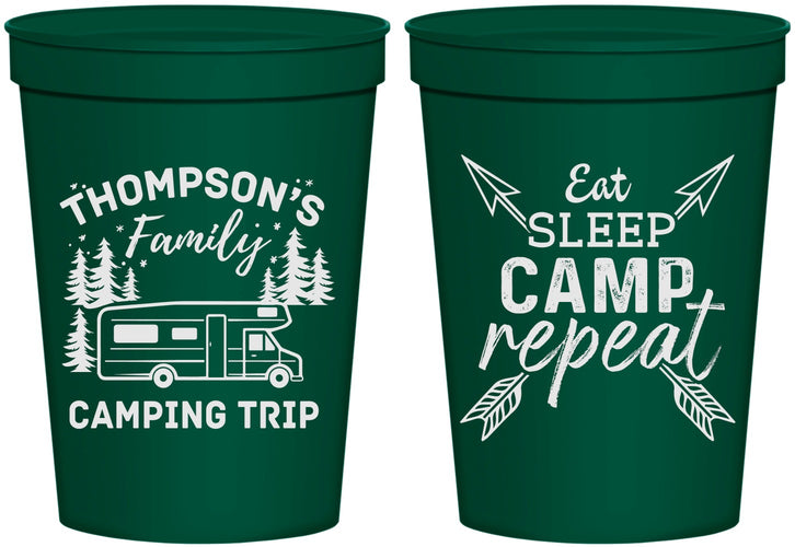 Personalized Family Vacation 16 oz Stadium Cups - Camping Trip | 180016