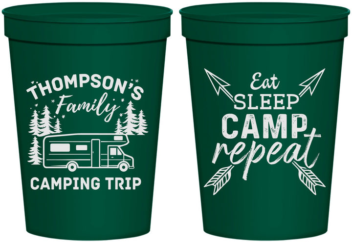 Personalized Family Vacation 16 oz Stadium Cups - Camping Trip | 180016