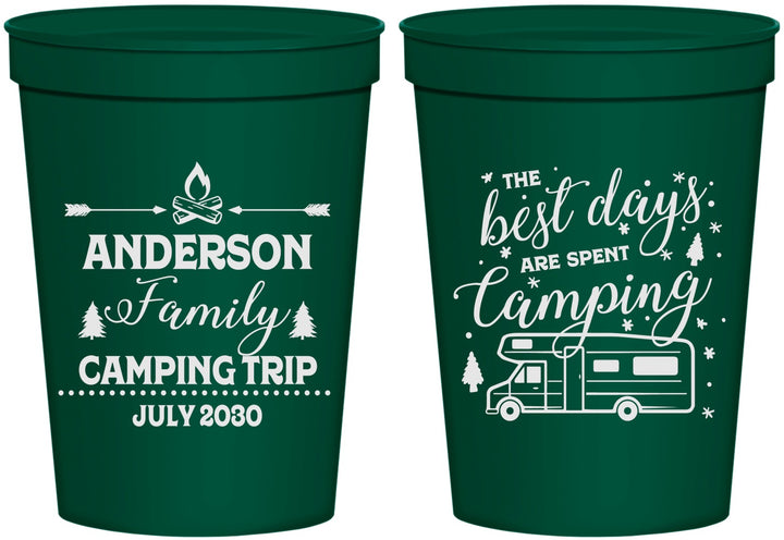 Personalized Family Vacation 16 oz Stadium Cups - Camping Trip | 180017