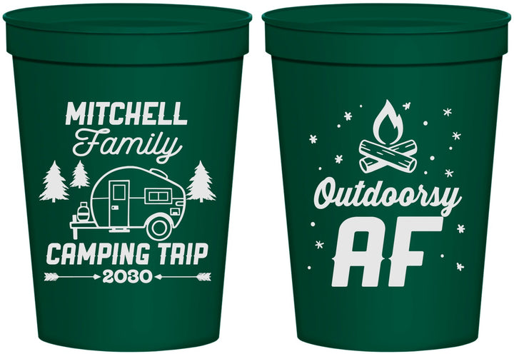Personalized Family Vacation 16 oz Stadium Cups - Camping Trip | 180018